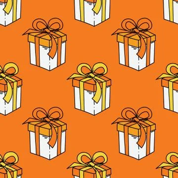 Present box seamless pattern 스톡 일러스트