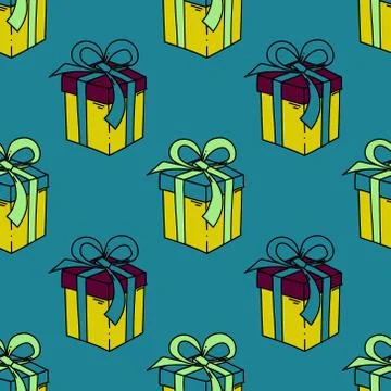 Present box seamless pattern Stockillustratie
