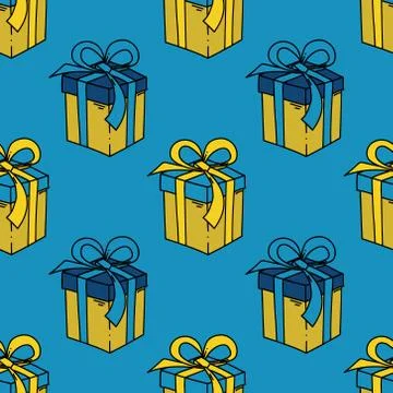 Present box seamless pattern 스톡 일러스트