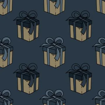 Present box seamless pattern 스톡 일러스트