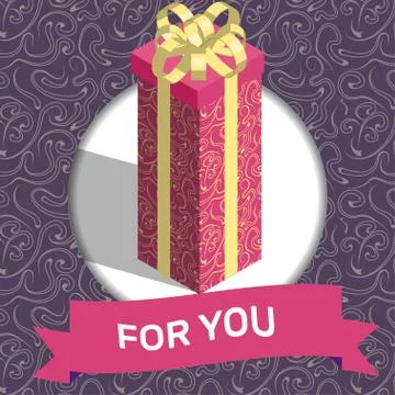 Present box on textured background. Gift card. Stock Illustration