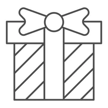 Present box thin line icon. Gift box vector illustration isolated on white 스톡 일러스트