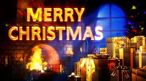 Present boxes and grate for christmas with text - abstract 3D illustration イラスト素材