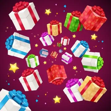 Present Boxes Background Holiday Birthday. Vector 스톡 일러스트