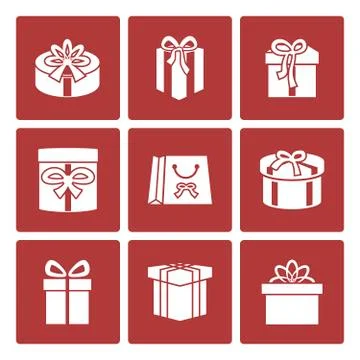 Present boxes icons set for online delivery website Stock Illustration