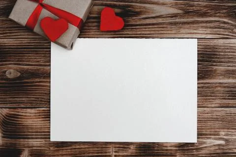 Present boxes with red hearts and place for your text Stock Photos