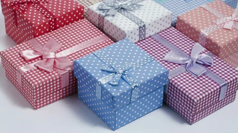 Present boxes slow rotating Stock Footage 32356699