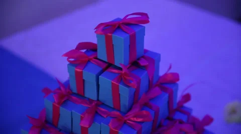 Present Boxes on a Table Stock Footage 37249569