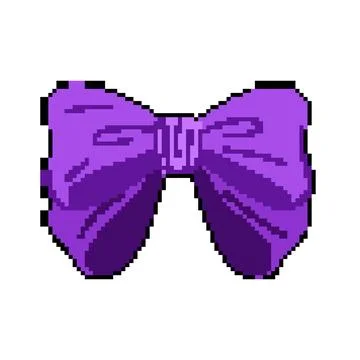 Present bright bow pixel art vector illustration Stock Illustration