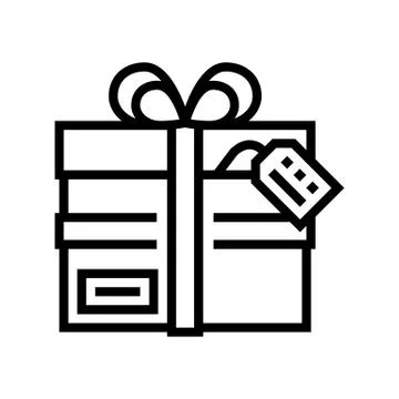 Present cardboard box line icon vector illustration Stock Illustration