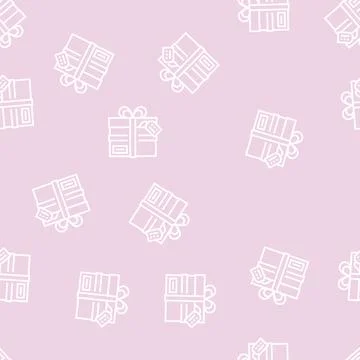 Present cardboard box line seamless pattern Stockillustratie