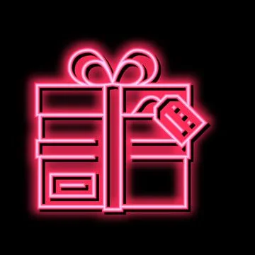 Present cardboard box neon glow icon illustration Stock Illustration
