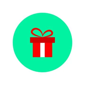 Present Circle Flat Style Icon Vector Illustration Stock Illustration