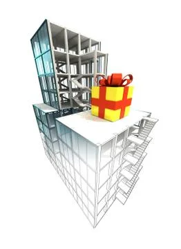 Present concept of architectural building plan finishing illustration Ilustración de archivo