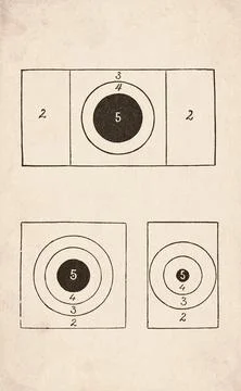 Present Creedmoor Targets First, Second, and Class Diagrams, 1890s Illustrati Illustrazione stock