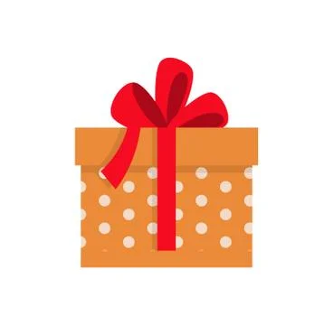 Present in Dotted Wrapped Wide Red Ribbon Vector Stock Illustration