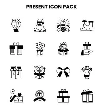 Present DuoTone Bundle Icons Pack Stock Illustration