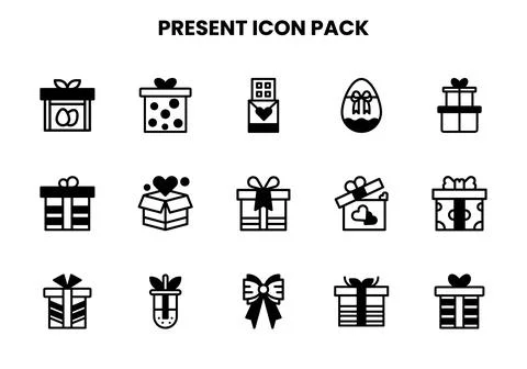 Present DuoTone Set Icons Pack Illustrazione stock