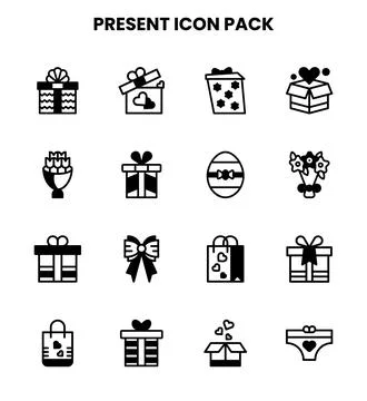 Present DuoTone Set Icons Pack Illustrazione stock