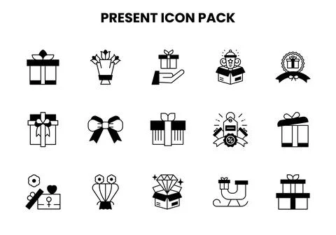 Present DuoTone Vector Icons Pack Ilustração Stock