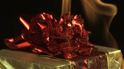 Present in fire, Slow Motion Stock Footage 10862150