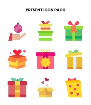 Present Flat Bundle Icons Pack Illustrazione stock