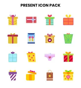 Present Flat Graphics Icons Pack Stock Illustration