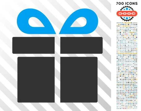 Present Flat Icon with Bonus Stock Illustration