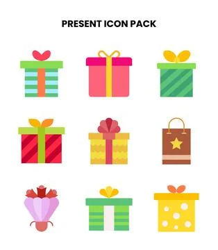 Present Flat Icons Pack Stock Illustration