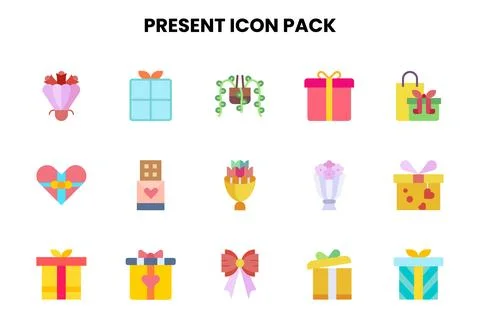 Present Flat Icons Pack Stock Illustration