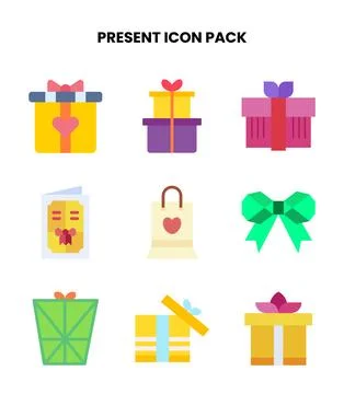 Present Flat Vector Icons Pack Illustrazione stock