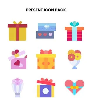Present Flat Vector Icons Pack Illustrazione stock