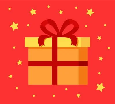 Present Gift Box in Decorative Wrapping Paper Icon 스톡 일러스트