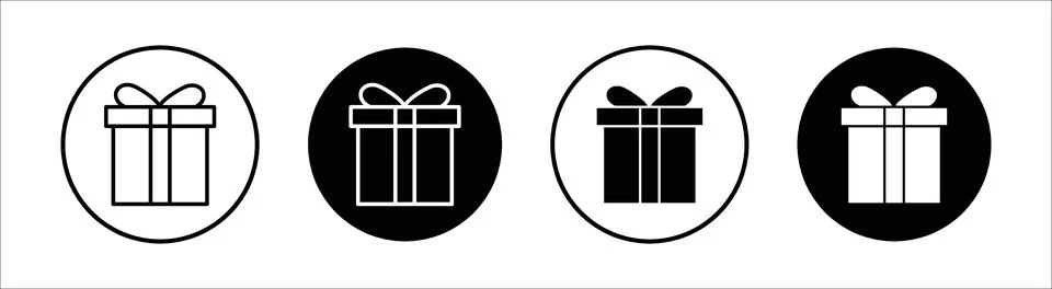 Present gift box flat line icon set. Present gift box Thin line illustratio.. イラスト素材