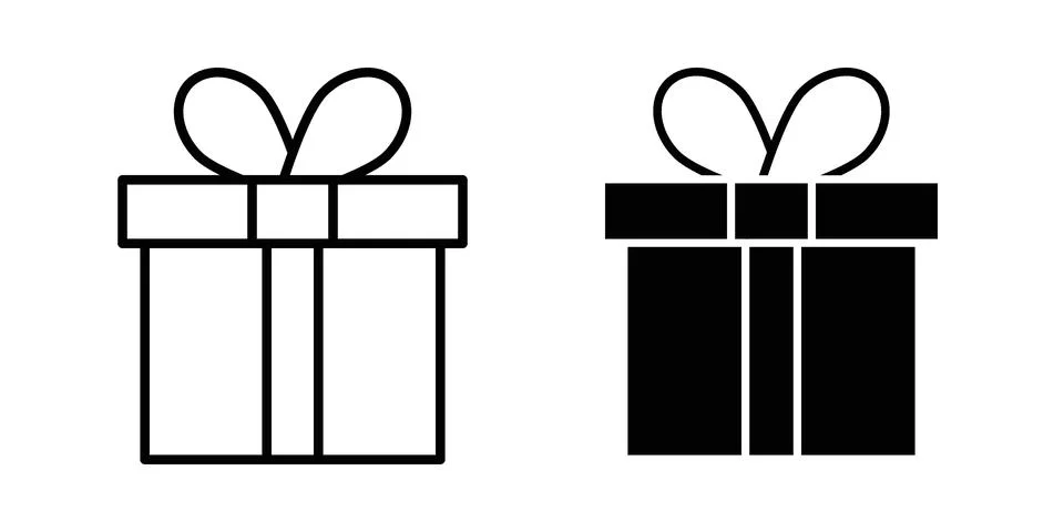 Present gift box icon black vector isolated on white Stock Illustration