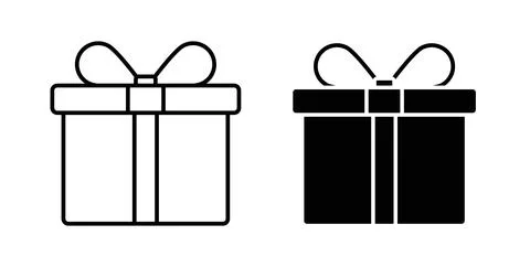 Present gift box icon in black and white. vector icon pack for websites Stock Illustration
