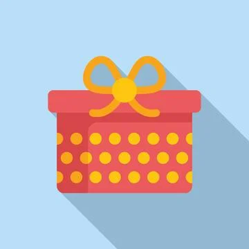 Present gift box icon flat vector. Party design package Stock Illustration
