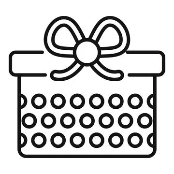 Present gift box icon outline vector. Party design package 스톡 일러스트