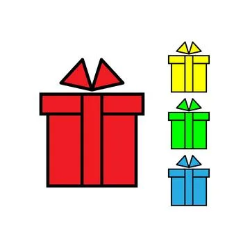 Present gift box icons set. Vector isolated elements. Christmas gift icon i.. Stock Illustration