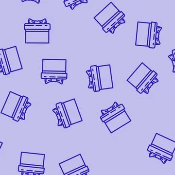 Present gift box line vector seamless pattern Stock Illustration