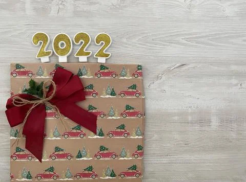 Present gift box new year 2022 Foto stock