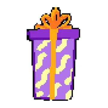 Present gift box pixel art vector illustration Stock Illustration