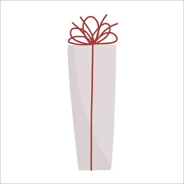 Present gift box with red rope. Doodle hand drawn style. Clipart object for Stock Illustration