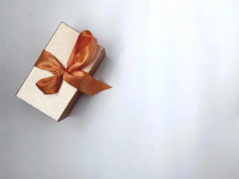Present gift box with white background and place for text Stock Photos
