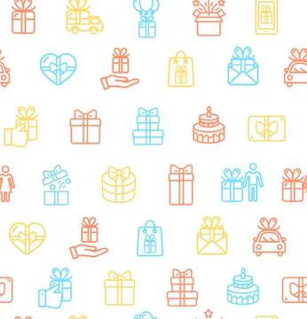 Present Gift Signs Seamless Pattern Background. Vector イラスト素材
