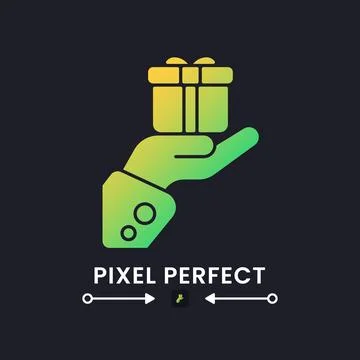 Present giving yellow solid gradient desktop icon on black Illustrazione stock