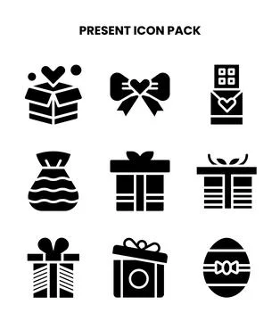 Present Glyph Bundle Icons Pack Stock Illustration
