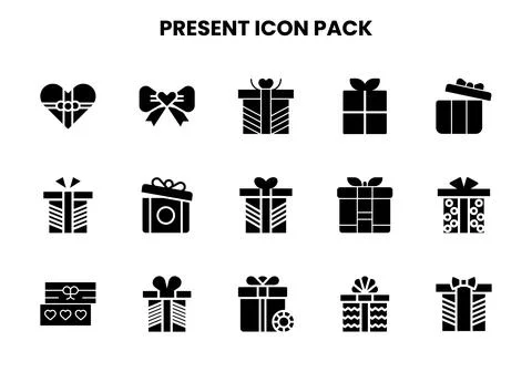 Present Glyph Collection Icons Pack Illustrazione stock