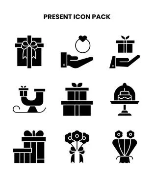 Present Glyph Graphics Icons Pack Illustrazione stock
