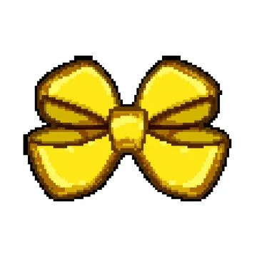 Present gold bow pixel art vector illustration Stock Illustration